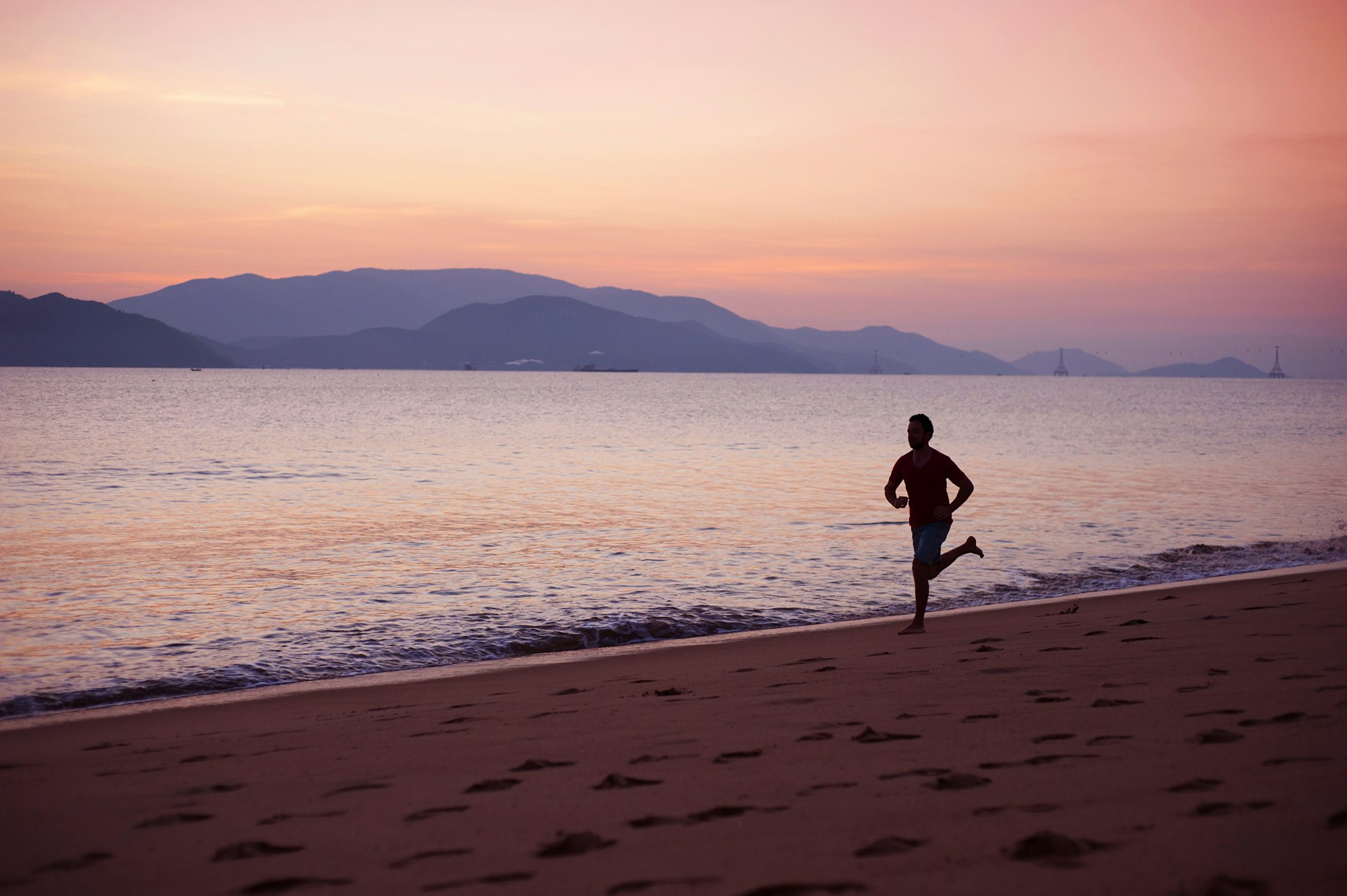 Man running on the beach